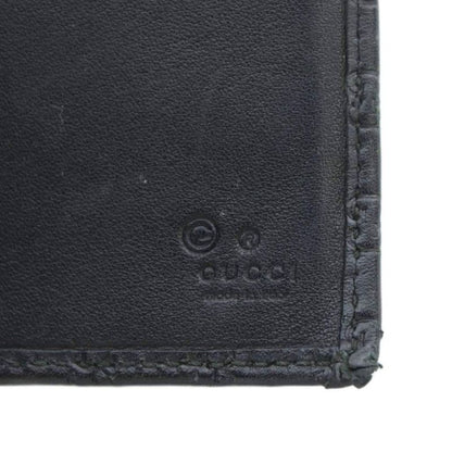 Gucci Long Wallet Fold Sima Leather Micro Guccissima Allover Logo Black
