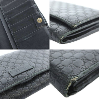 Gucci Long Wallet Fold Sima Leather Micro Guccissima Allover Logo Black