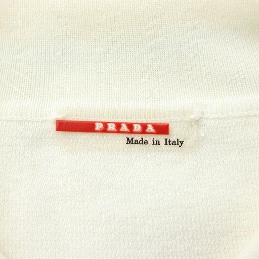Prada Sport Knit Polo Shirt Sweater Long Sleeve Half Zip 50 L White Light Blue