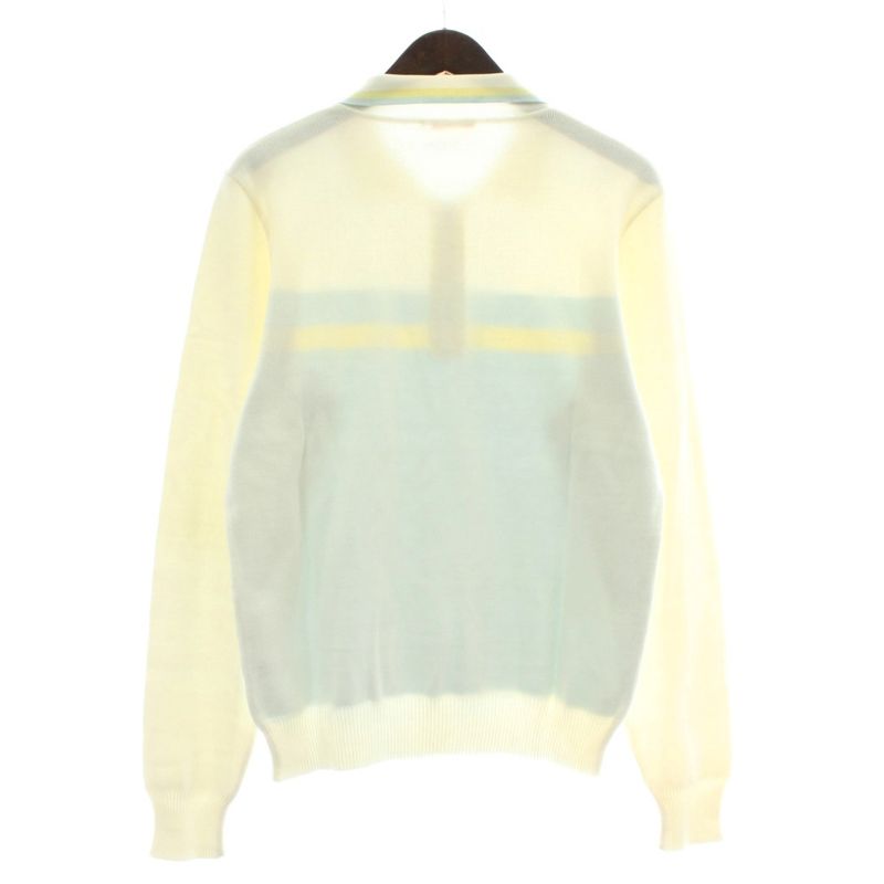 Prada Sport Knit Polo Shirt Sweater Long Sleeve Half Zip 50 L White Light Blue