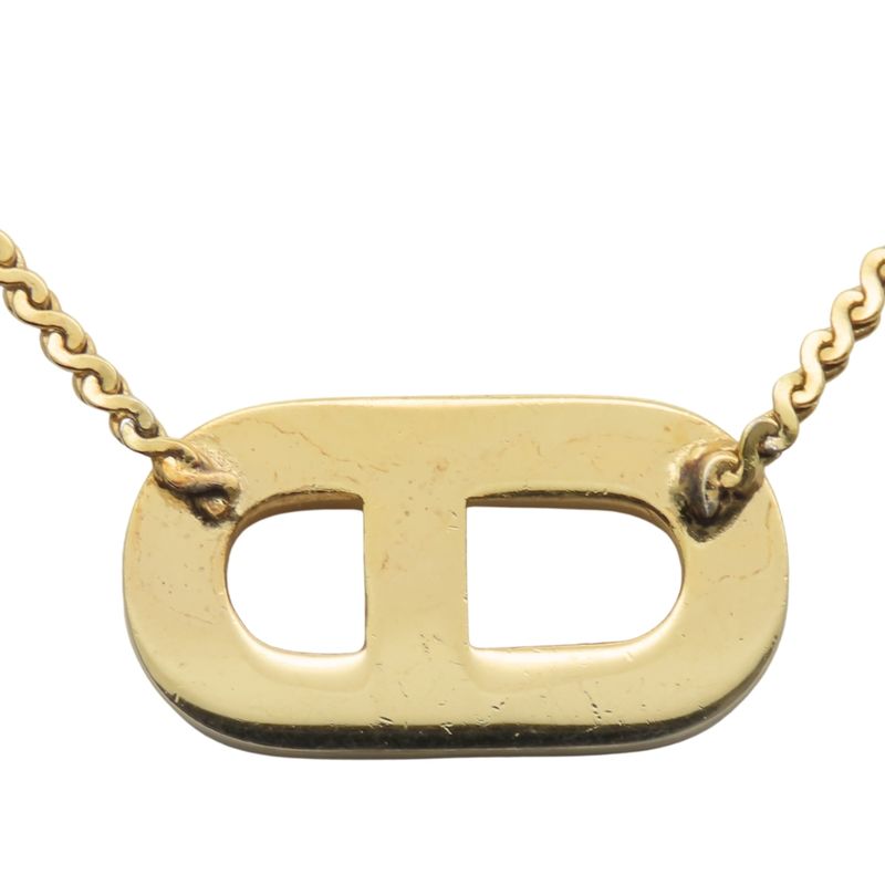 Christian Dior Necklace Metal Gold Logo Plated Accessories Women Ladies