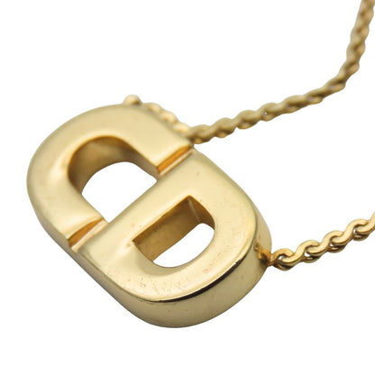 Christian Dior Necklace Metal Gold Logo Plated Accessories Women Ladies