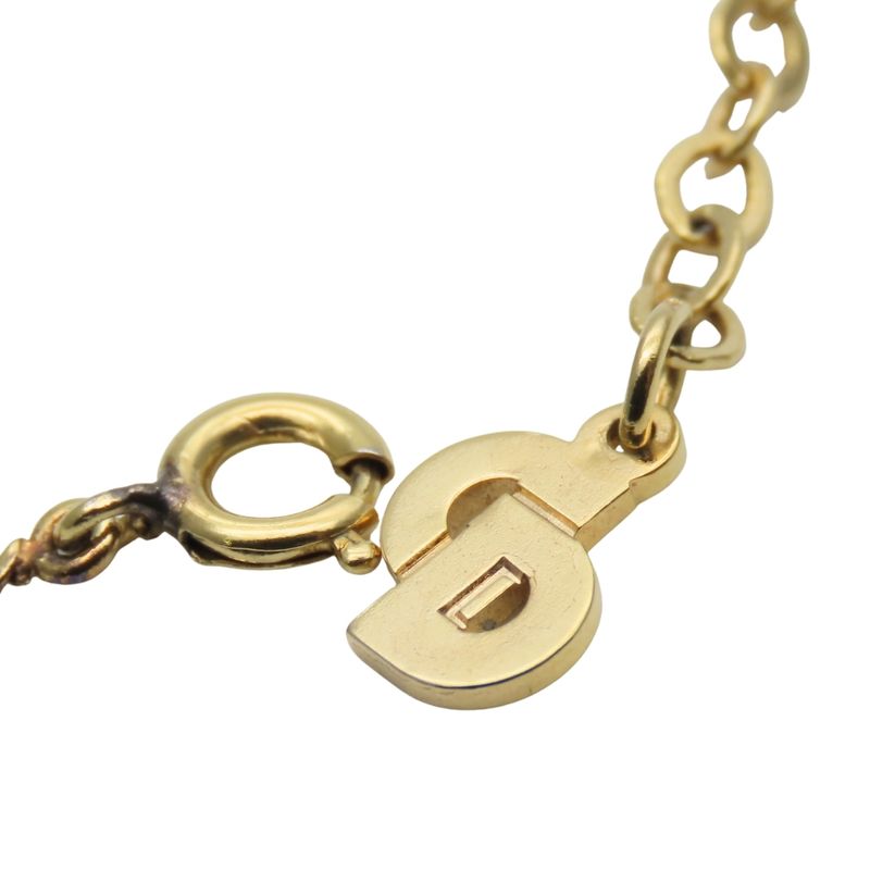 Christian Dior Necklace Metal Gold Logo Plated Accessories Women Ladies