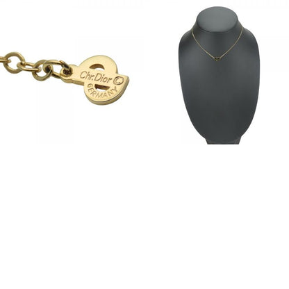 Christian Dior Necklace Metal Gold Logo Plated Accessories Women Ladies