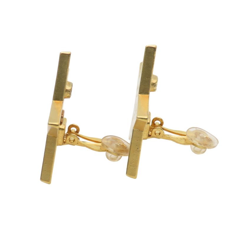 Chanel Earring Star Plated Metal Cream Gold Coco Mark Accessories 01p Ladies