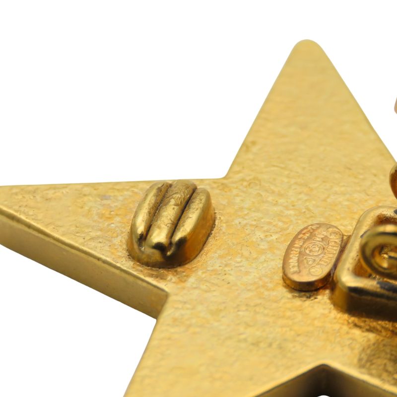 Chanel Earring Star Plated Metal Cream Gold Coco Mark Accessories 01p Ladies