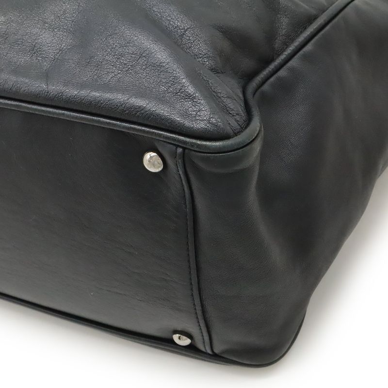 Chanel Camellia Logo Tote Large Tote Shoulder Bag Semi Shoulder Leather Black