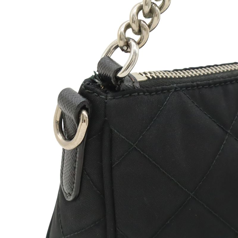 Prada Tessuto Impuntu Handbag Chain Shoulder Quilted Nylon Nero Black Domestic