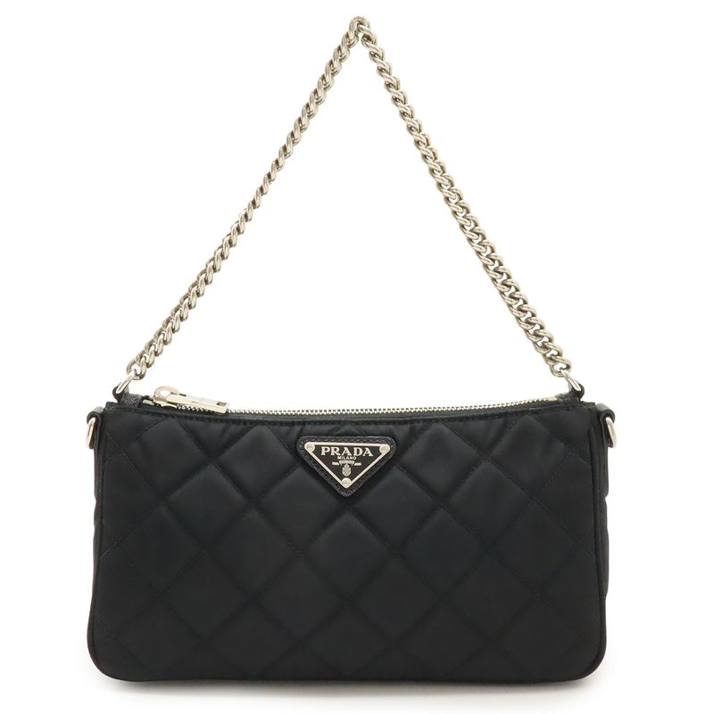 Prada Tessuto Impuntu Handbag Chain Shoulder Quilted Nylon Nero Black Domestic