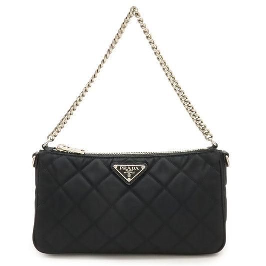 Prada Tessuto Impuntu Handbag Chain Shoulder Quilted Nylon Nero Black Domestic