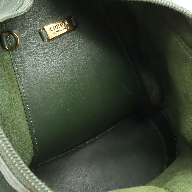 Loewe Anton S Ring Backpack Sac Backpack Calf Leather Khaki Green Gold Hardware