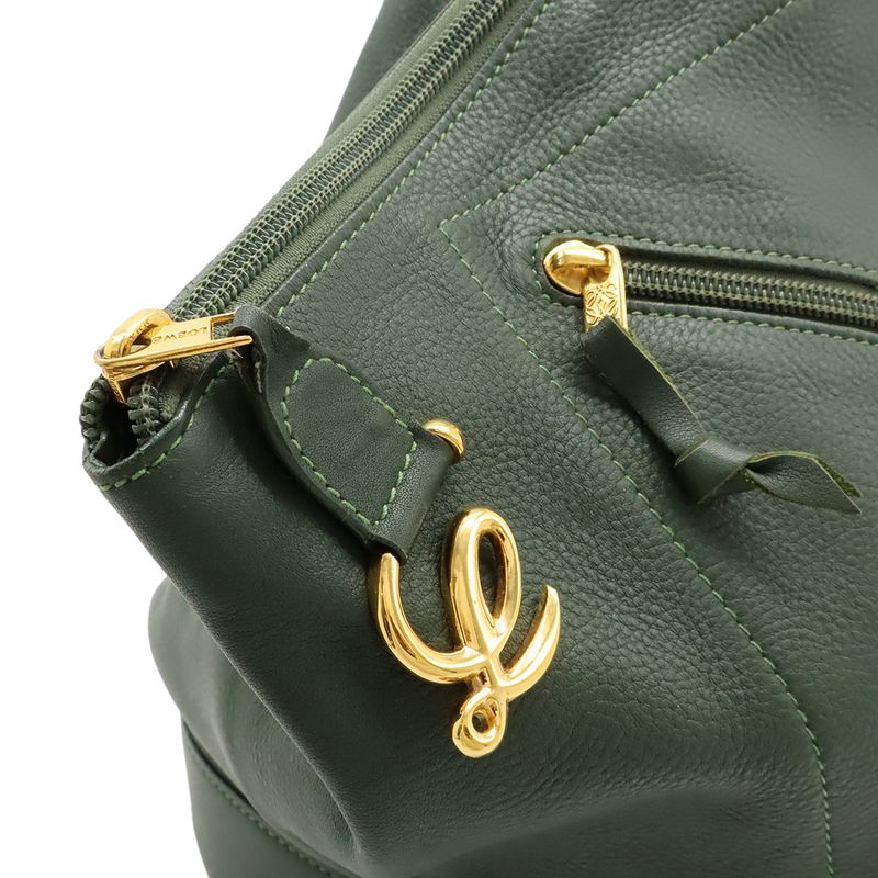 Loewe Anton S Ring Backpack Sac Backpack Calf Leather Khaki Green Gold Hardware