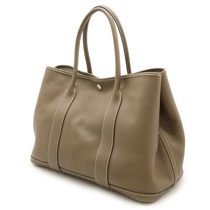 Hermes Garden Party PM Tote Handbag Negonda Leather Etoupe Glazed Silver