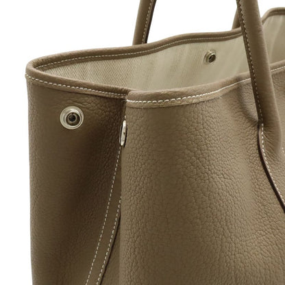 Hermes Garden Party PM Tote Handbag Negonda Leather Etoupe Glazed Silver