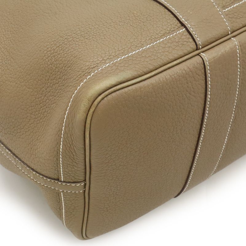 Hermes Garden Party PM Tote Handbag Negonda Leather Etoupe Glazed Silver