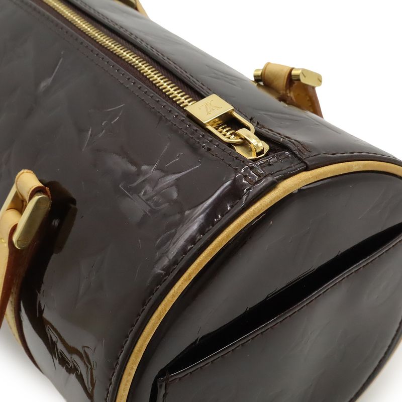 Louis Vuitton Monogram Vernis Bedford Handbag Tube Shape Enameled Calf Leather