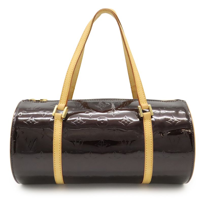 Louis Vuitton Monogram Vernis Bedford Handbag Tube Shape Enameled Calf Leather