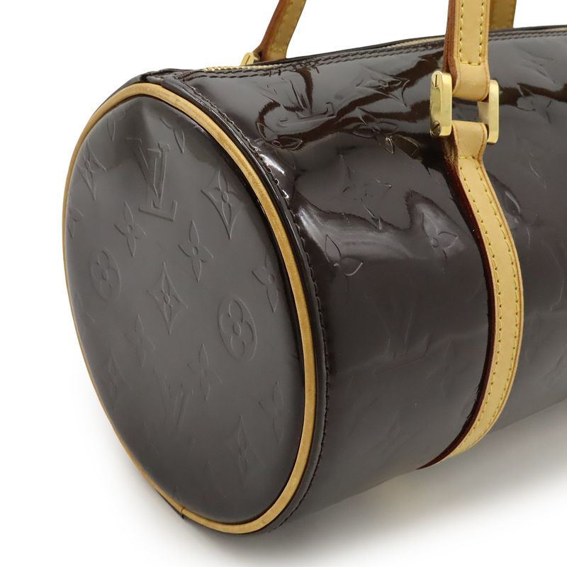 Louis Vuitton Monogram Vernis Bedford Handbag Tube Shape Enameled Calf Leather