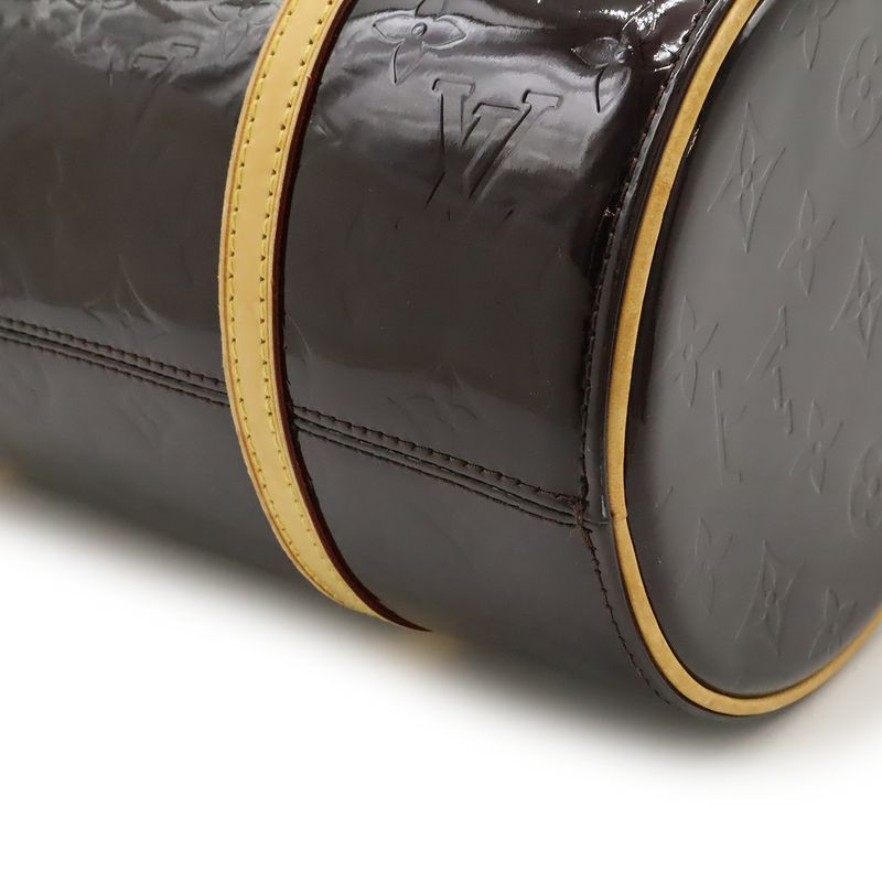 Louis Vuitton Monogram Vernis Bedford Handbag Tube Shape Enameled Calf Leather
