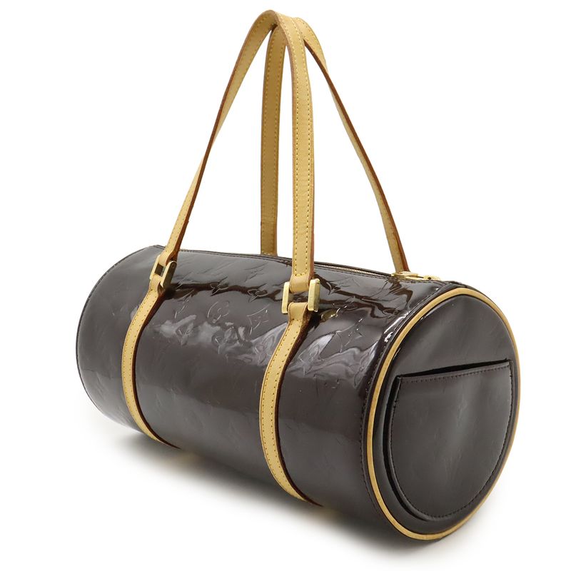 Louis Vuitton Monogram Vernis Bedford Handbag Tube Shape Enameled Calf Leather