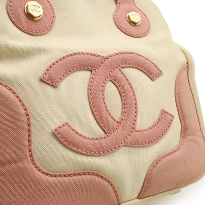 Chanel Marshmallow Bag Coco Mark Tote Handbag Canvas Pink Ivory White A24224