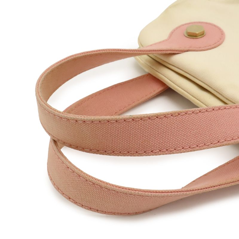 Chanel Marshmallow Bag Coco Mark Tote Handbag Canvas Pink Ivory White A24224