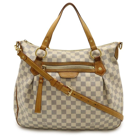 Louis Vuitton Damier Azure Evora MM Tote Handbag 2way Shoulder Bag Gold