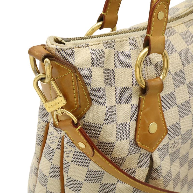 Louis Vuitton Damier Azure Evora MM Tote Handbag 2way Shoulder Bag Gold
