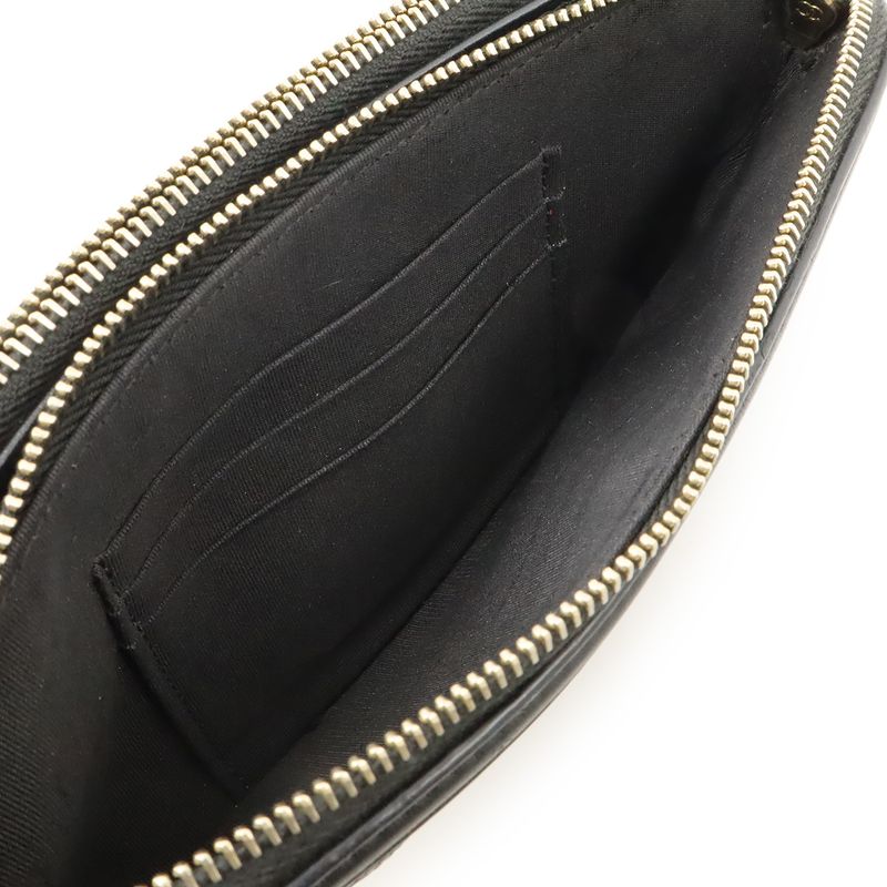 Chanel CC Filigree Chain Wallet Shoulder Bag Pochette 2way Clutch Caviar Skin