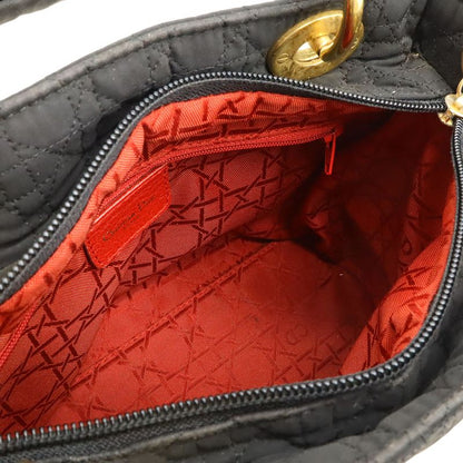 Christian Dior Lady Dior Cannage Handbag Tote Bag Mini Bag Nylon Black Gold