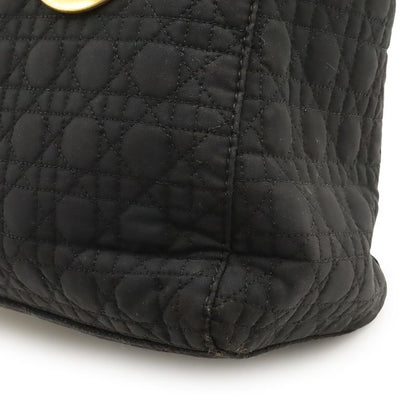 Christian Dior Lady Dior Cannage Handbag Tote Bag Mini Bag Nylon Black Gold