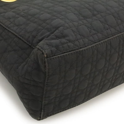 Christian Dior Lady Dior Cannage Handbag Tote Bag Mini Bag Nylon Black Gold