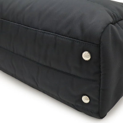 Prada Bomber Handbag Tote Bag 2way Shoulder Bag Nylon Leather Nero Black Silver