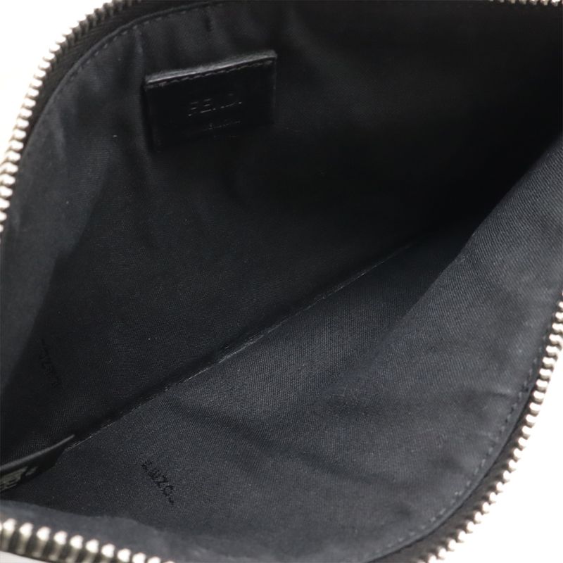 Fendi Monster Shoulder Bag Pochette Crossbody 2way Clutch Bag Leather Black
