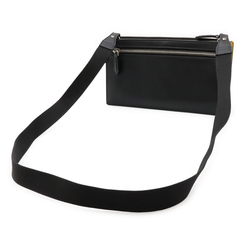 Fendi Monster Shoulder Bag Pochette Crossbody 2way Clutch Bag Leather Black