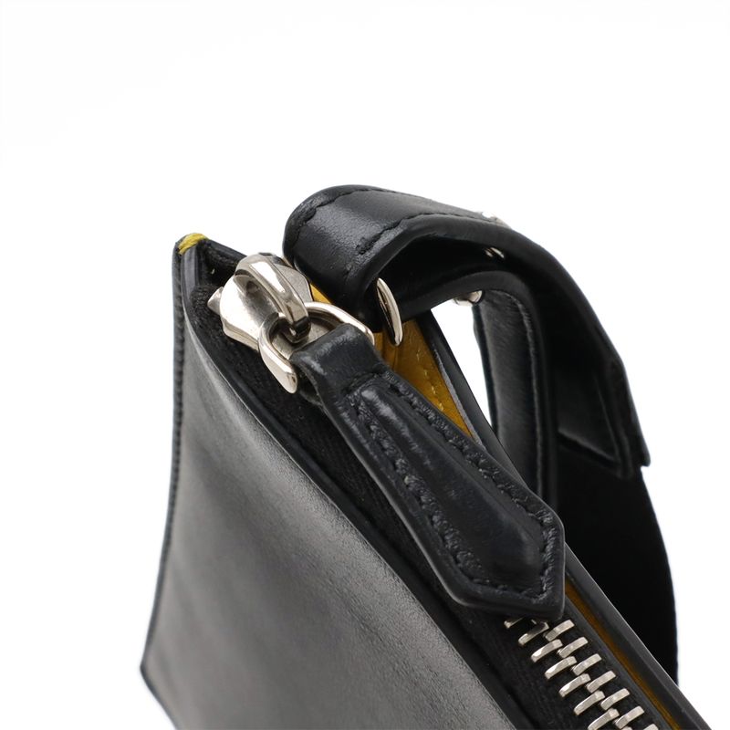 Fendi Monster Shoulder Bag Pochette Crossbody 2way Clutch Bag Leather Black