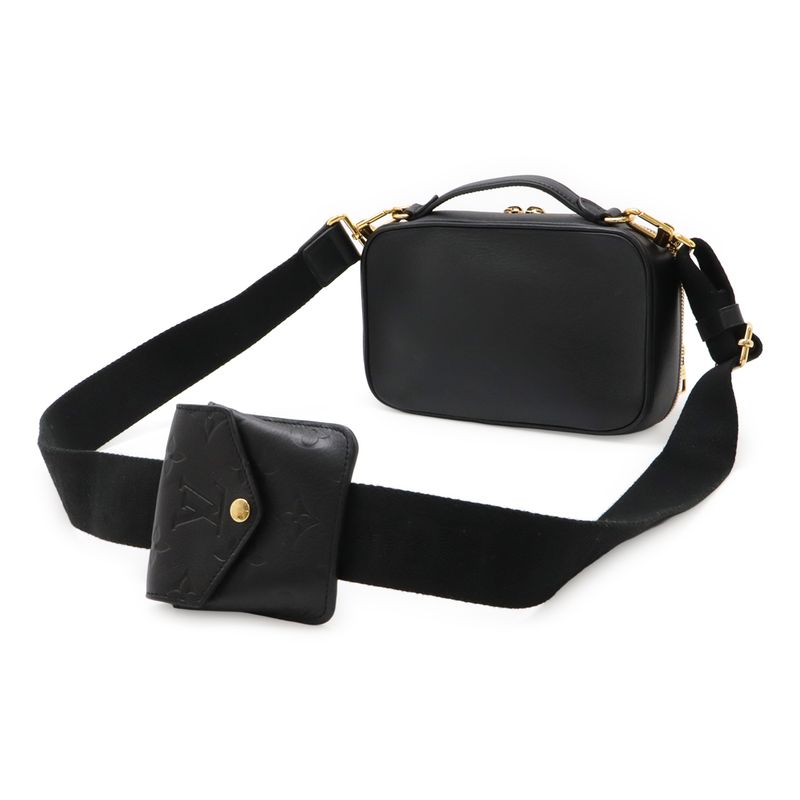 Louis Vuitton Utility Crossbody Shoulder Bag 2way Clutch Bag Leather Black Gold