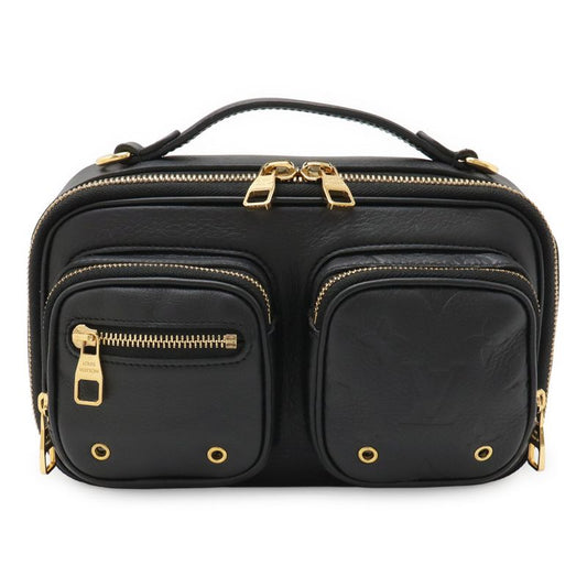 Louis Vuitton Utility Crossbody Shoulder Bag 2way Clutch Bag Leather Black Gold