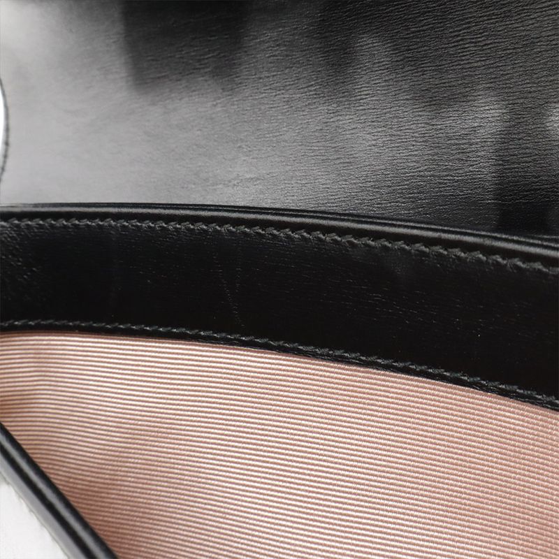 Gucci Ally GG Marmont Shoulder Bag Pochette Leather Black Gold Hardware 550129