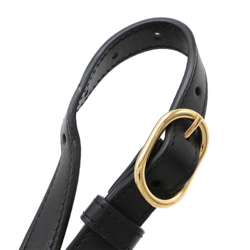 Gucci Ally GG Marmont Shoulder Bag Pochette Leather Black Gold Hardware 550129