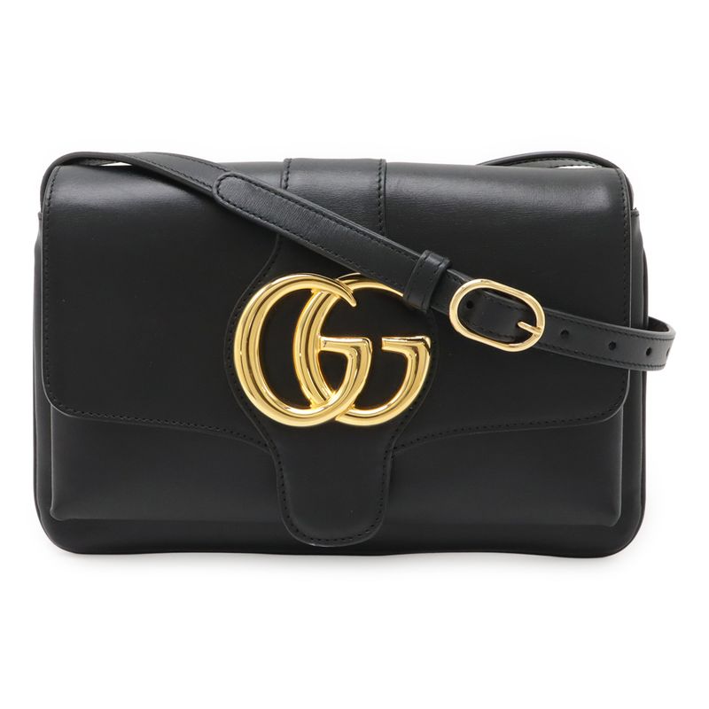 Gucci Ally GG Marmont Shoulder Bag Pochette Leather Black Gold Hardware 550129