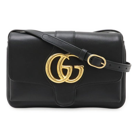 Gucci Ally GG Marmont Shoulder Bag Pochette Leather Black Gold Hardware 550129