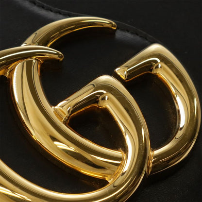 Gucci Ally GG Marmont Shoulder Bag Pochette Leather Black Gold Hardware 550129