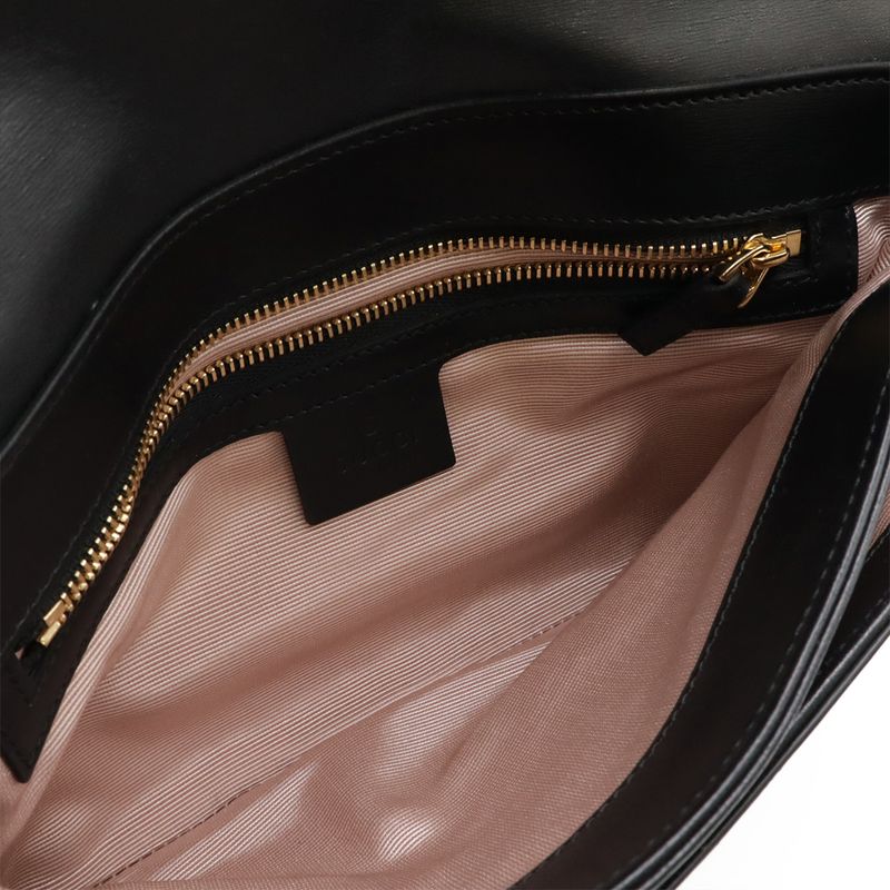 Gucci Ally GG Marmont Shoulder Bag Pochette Leather Black Gold Hardware 550129