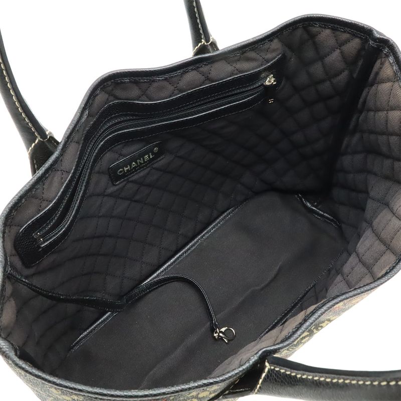 Chanel Coco Travel Tote Handbag PVC Leather Black Beige Red Silver Hardware