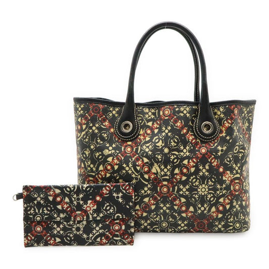 Chanel Coco Travel Tote Handbag PVC Leather Black Beige Red Silver Hardware