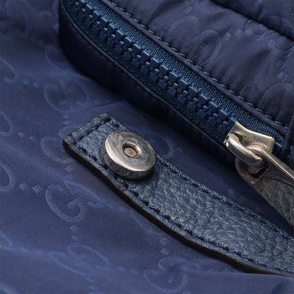 Gucci GG Nylon Backpack Sac Daypack Leather Navy Silver Hardware Outlet Item