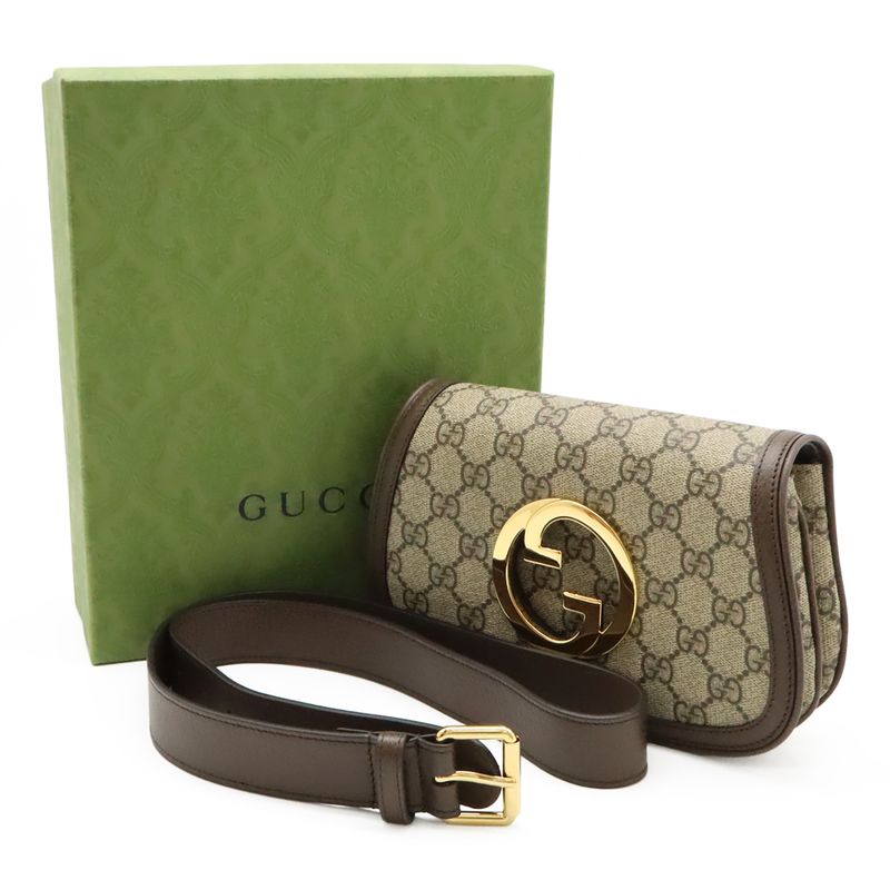 Gucci Blondi GG Supreme Belt Bag Body Bag Waist Pouch 2way Clutch Bag PVC Beige