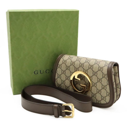 Gucci Blondi GG Supreme Belt Bag Body Bag Waist Pouch 2way Clutch Bag PVC Beige