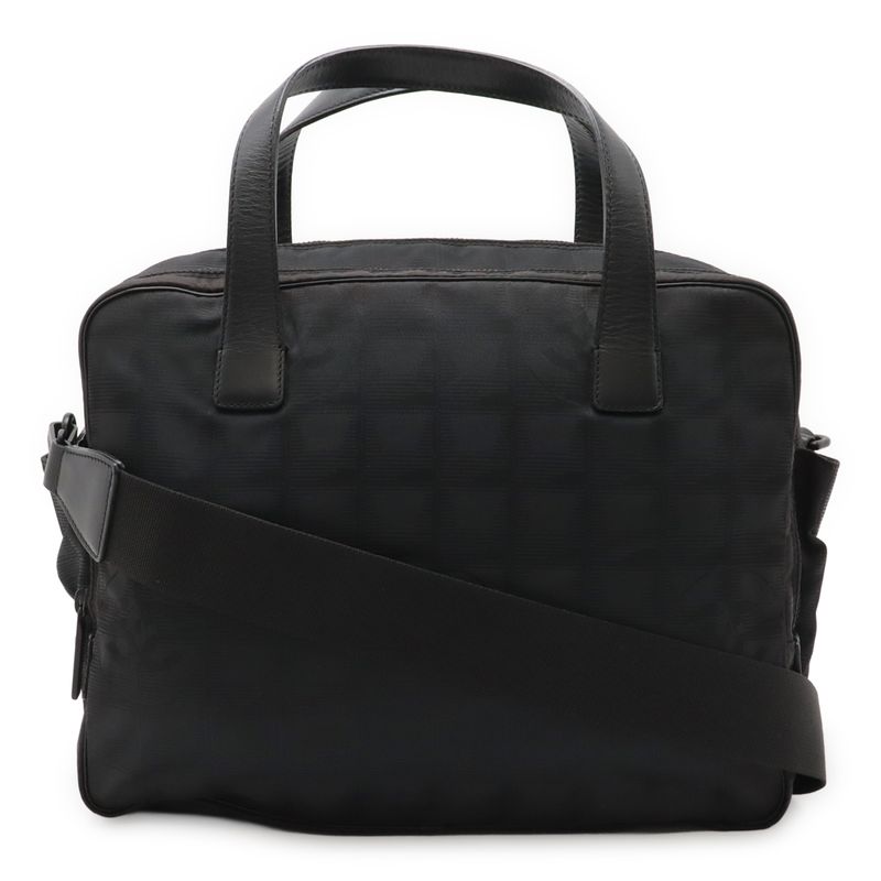 Chanel New Travel Line Handbag 2way Tote Bag Nylon Jacquard Leather Black A15970